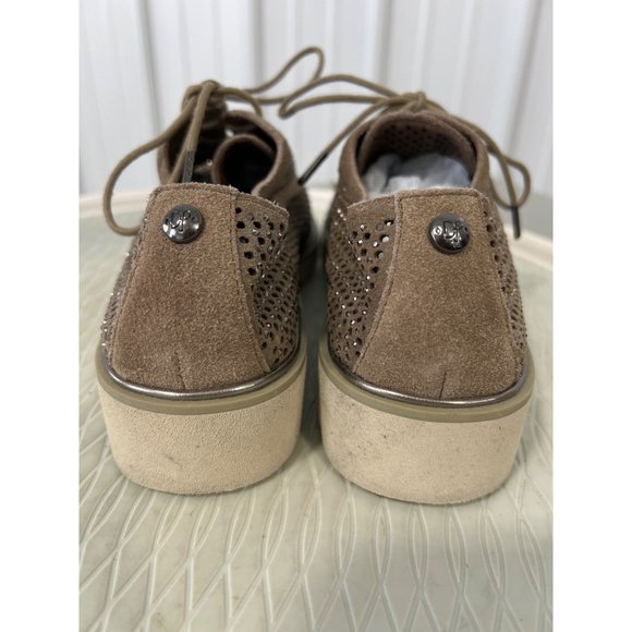 Donald J. Pliner Conni Perforated Oxfords Womens 6 Glitter Studded Suede Tan - Picture 5 of 9